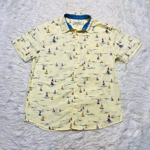 Island Republic Mens Sailing Linen Button Up Hawaiian Style Shirt Size XL